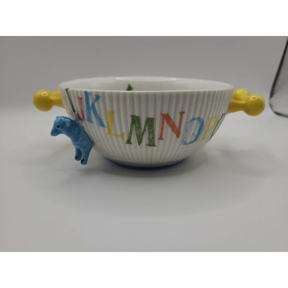 Anthropologie Child's Alphabet Bowl with Blue Sheep‎ Lamb